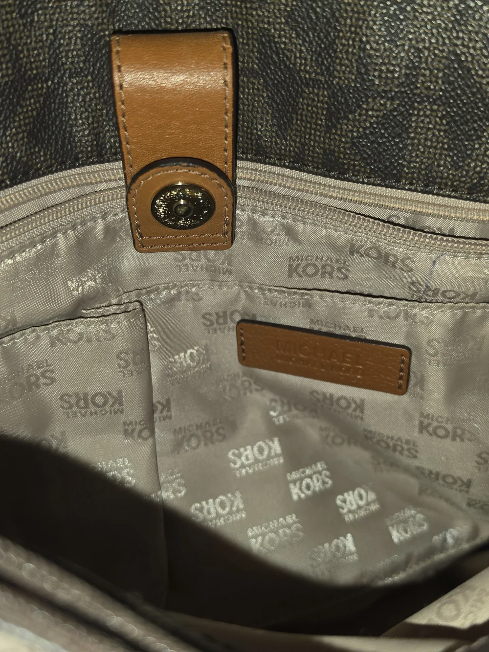 Michael Kors MK Signature Brown Satchel Tote Handbag